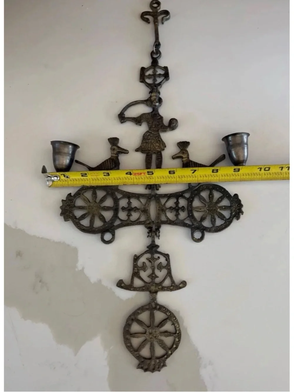 Vintage Brass Byzantine Wall-Mounted Incense Holder – 19”